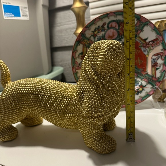 Gold Stud Dachshund Dog Statue Figurine - Picture 4 of 6